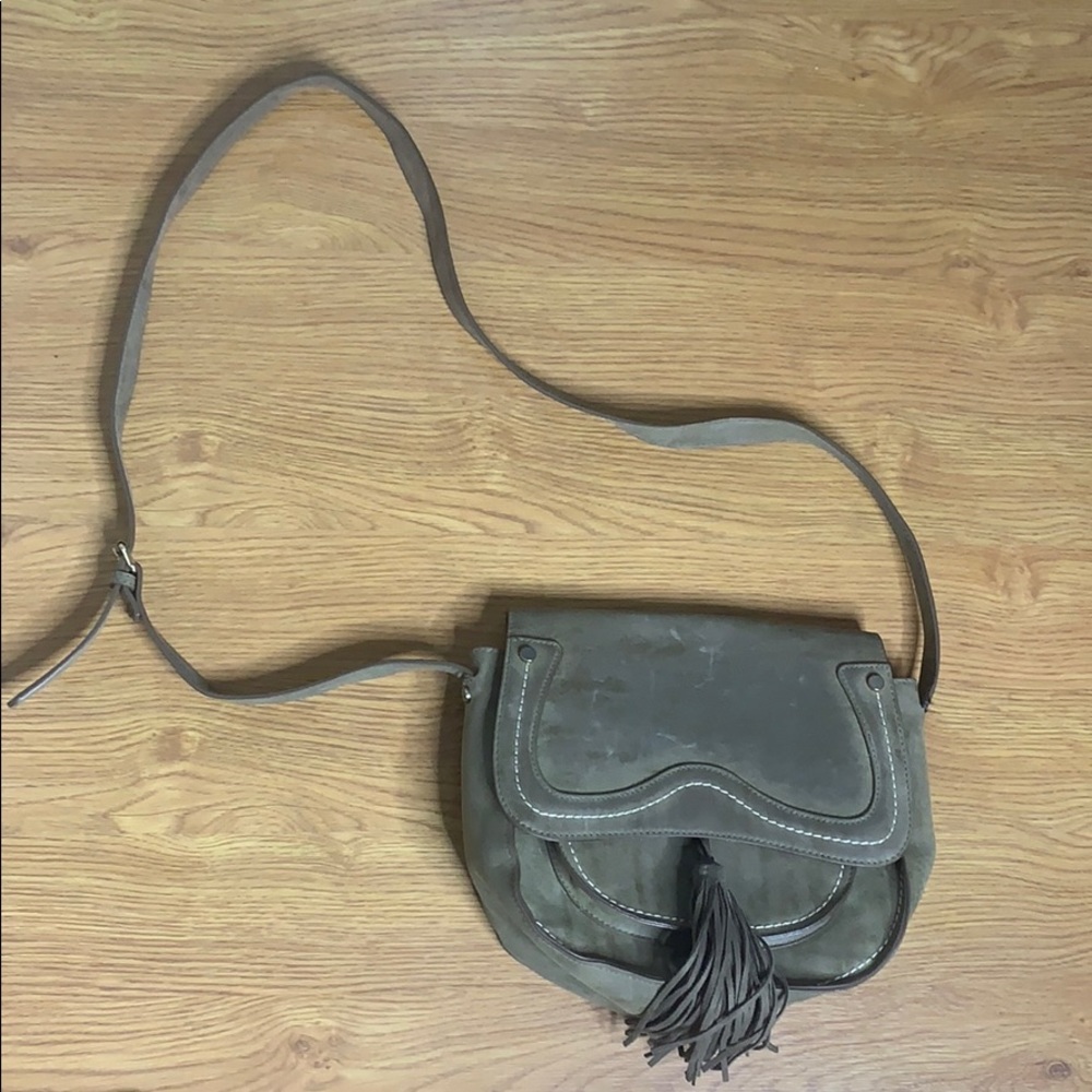 Green Suede One Strap Handbag Crossbody